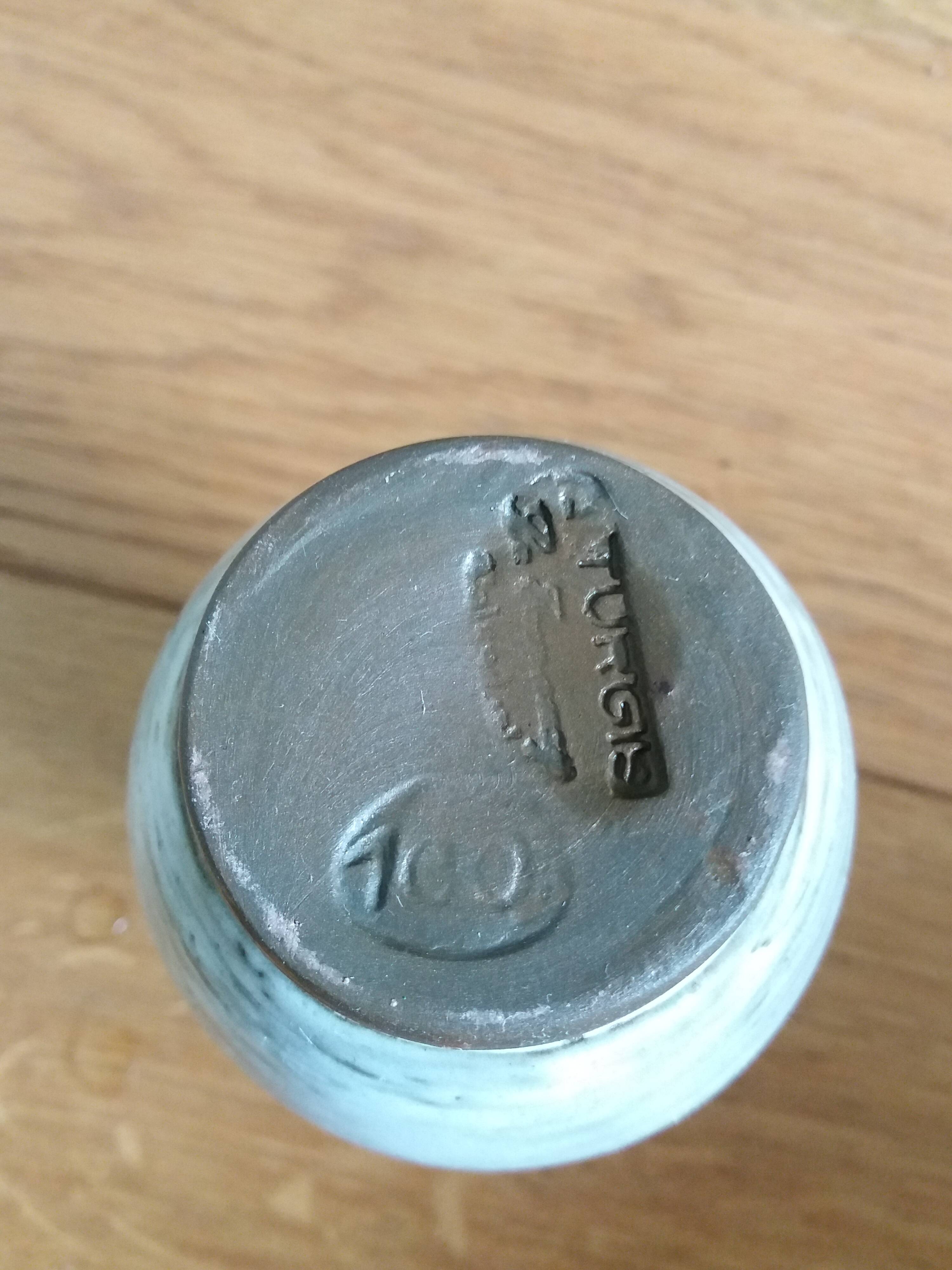 Enamelled stoneware vase Turgis artisanal pottery in Noron La Poterie