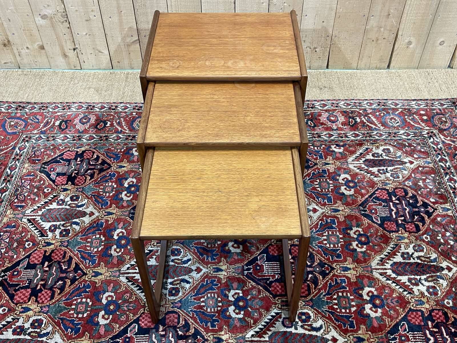 Set of 3 teak nesting tables from the GPlan brand from the 1970s