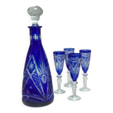 Carafe et verres cristal cobalt