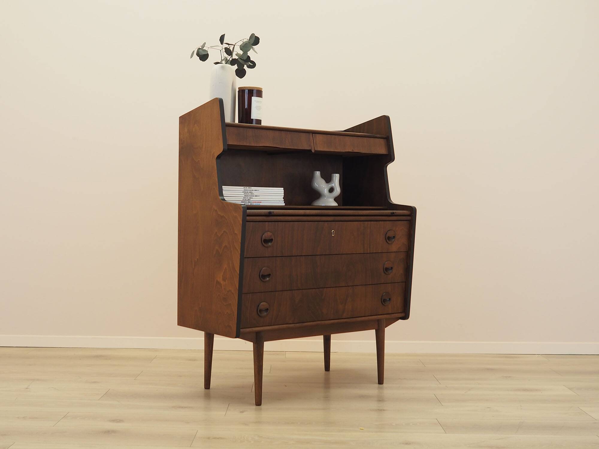 Walnut Secretary Desk 1960s Denmark with Drawers