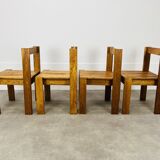 4 minimalist pine chairs Les Arcs, 1960s