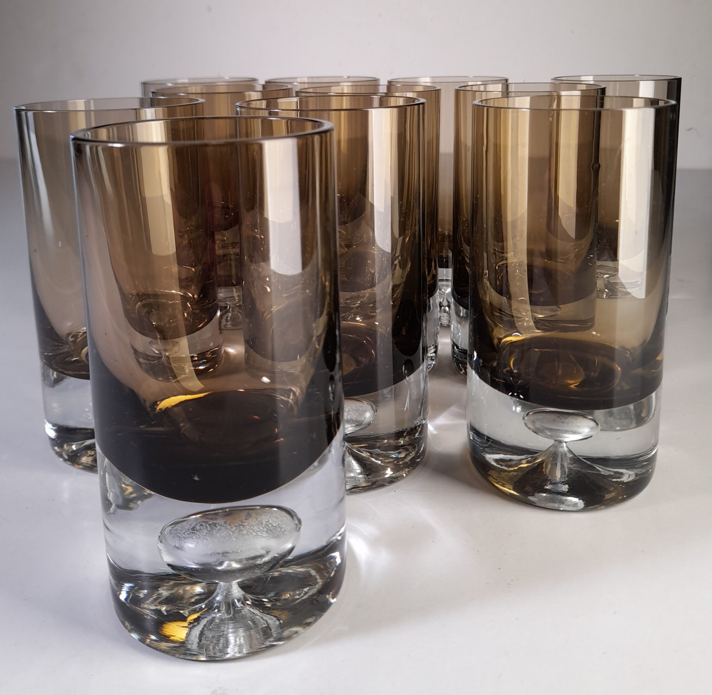 Set of 11 glasses, design by Roland Pösch Gral Glas, vintage 70s.