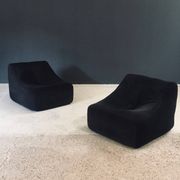 Mid-Century Modern French Corduroy Lounge Chairs, 1970s, Set of 2