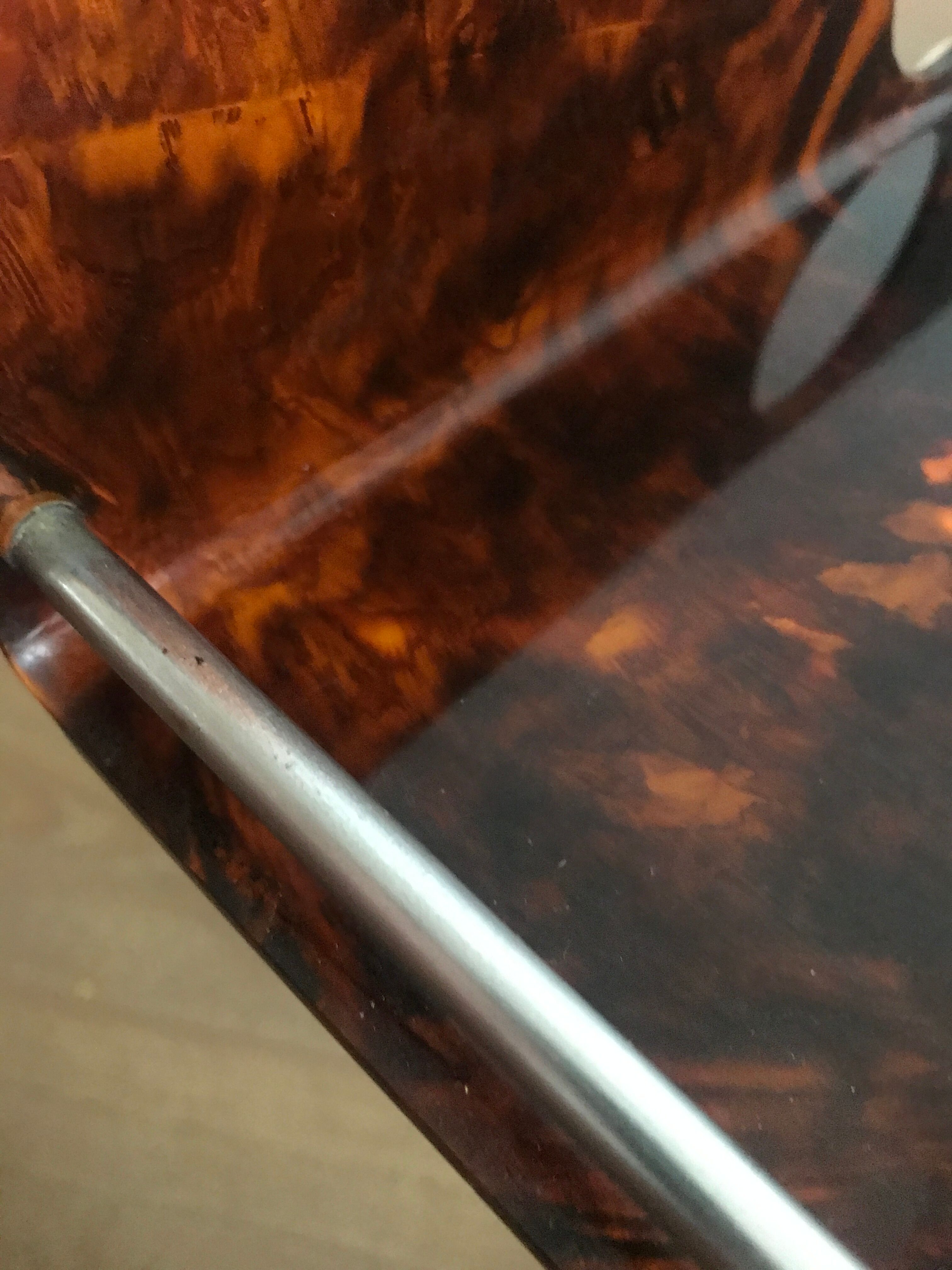 Tray in lucite tortoiseshell way circa 1970