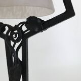 Charles SCHNEIDER art nouveau desk lamp, in glass with signature and hammered metal