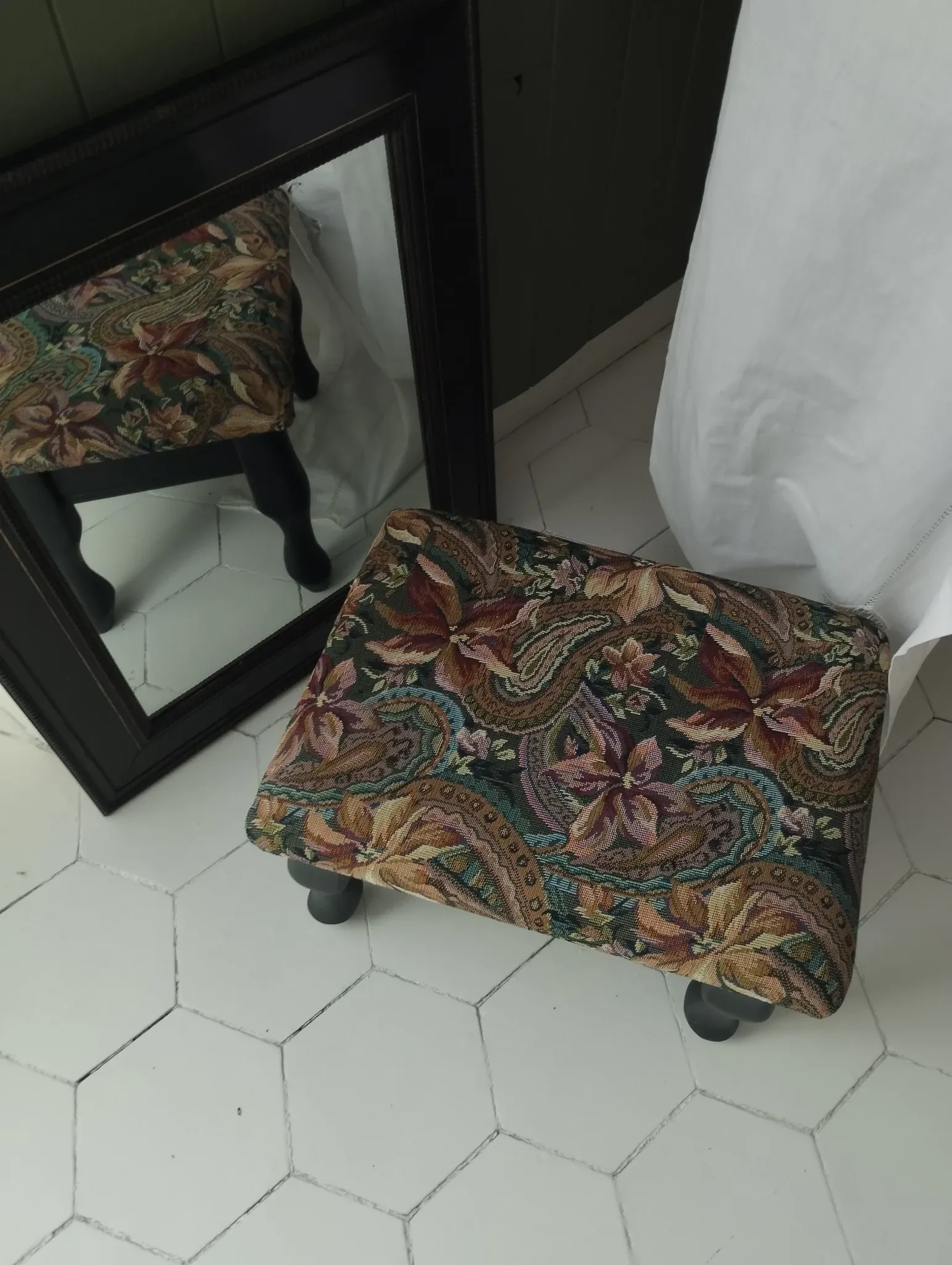 Small vintage tapestry footstool.