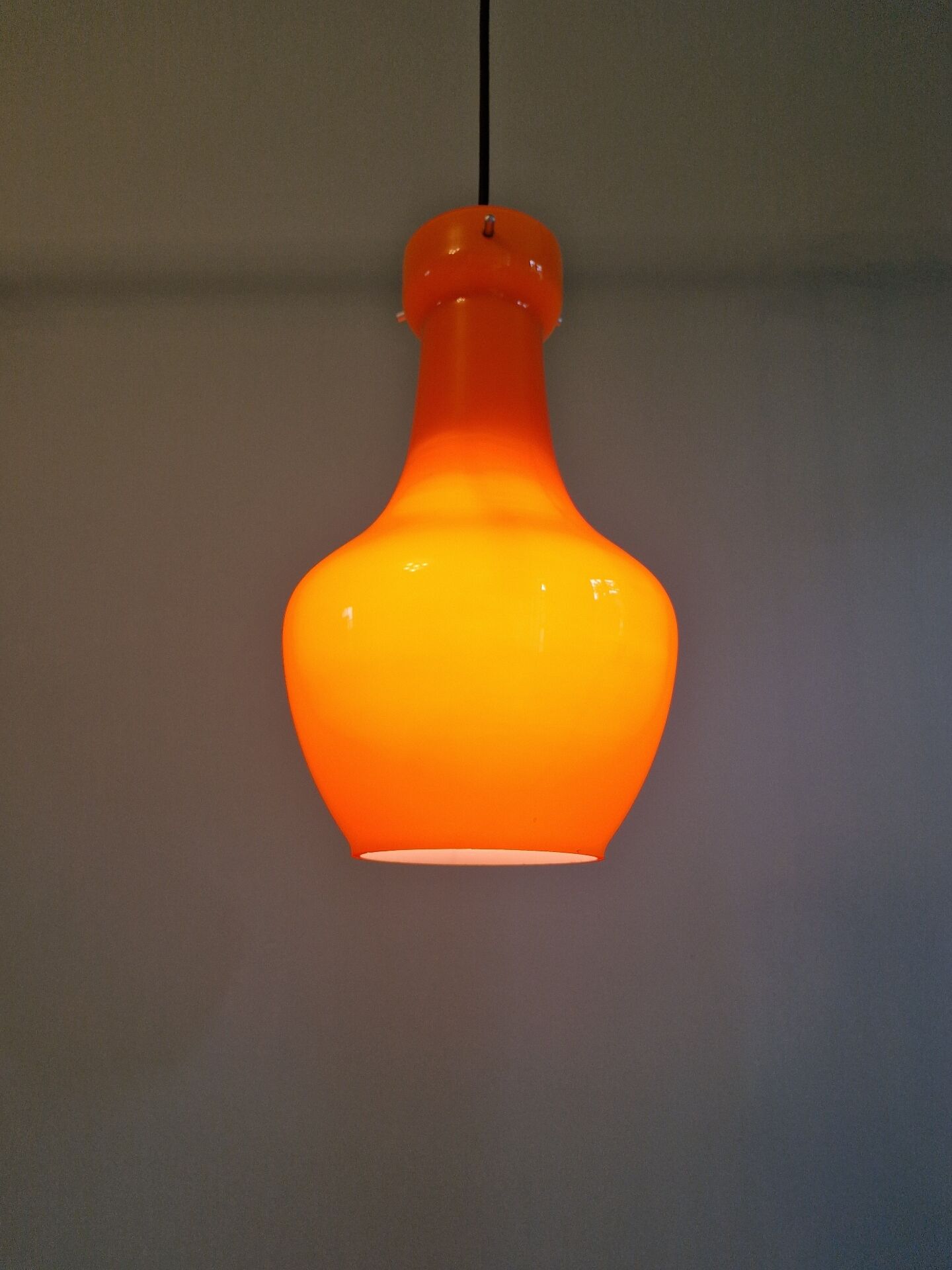 Suspension Space age in opaline orange, Targetti Sankey, 1960-70