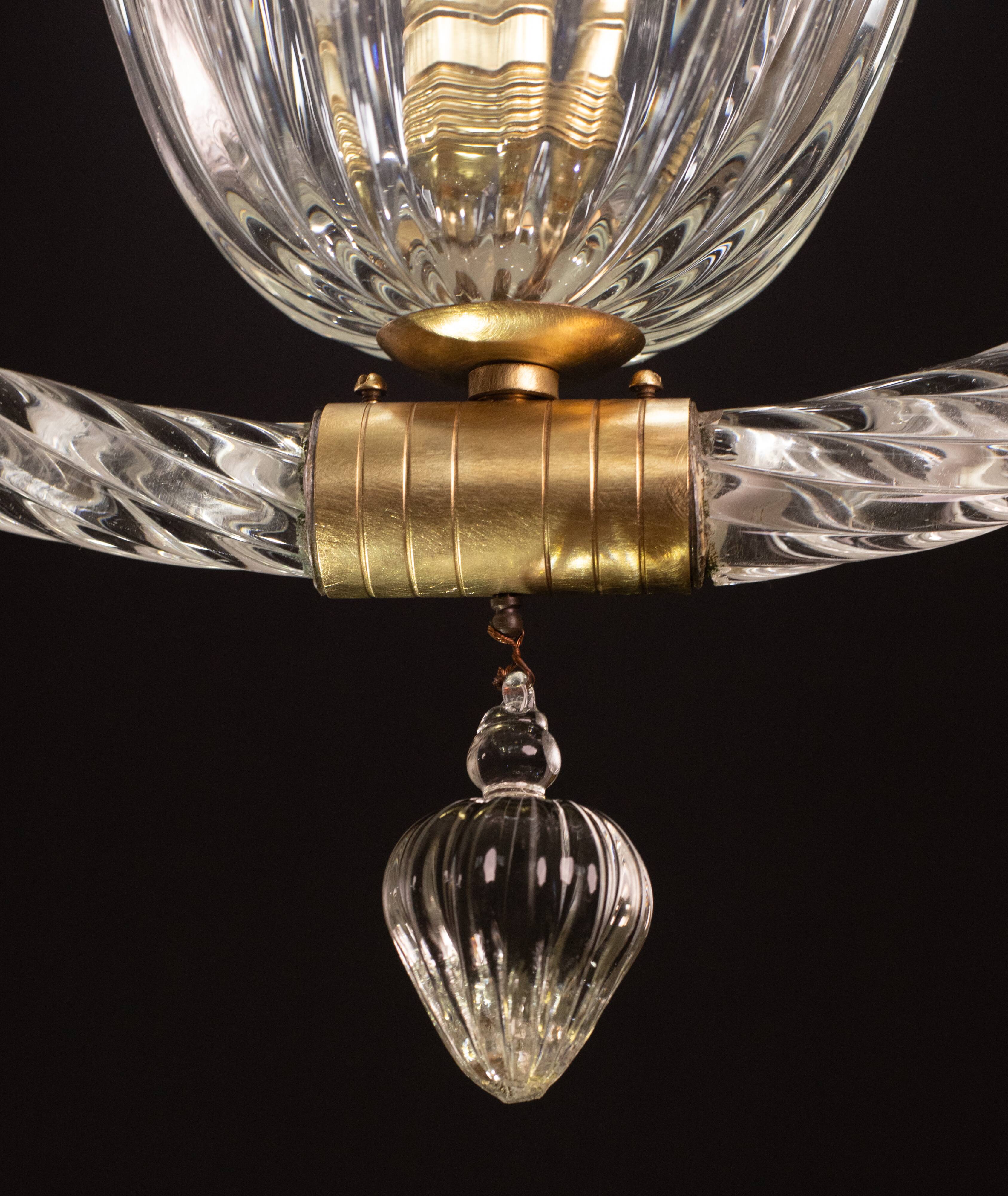 Lustre suspendu en forme de cœur art déco par barovier e toso, années 1940