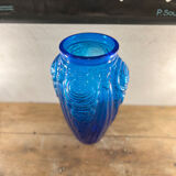 Vase art déco en verre bleu cobalt