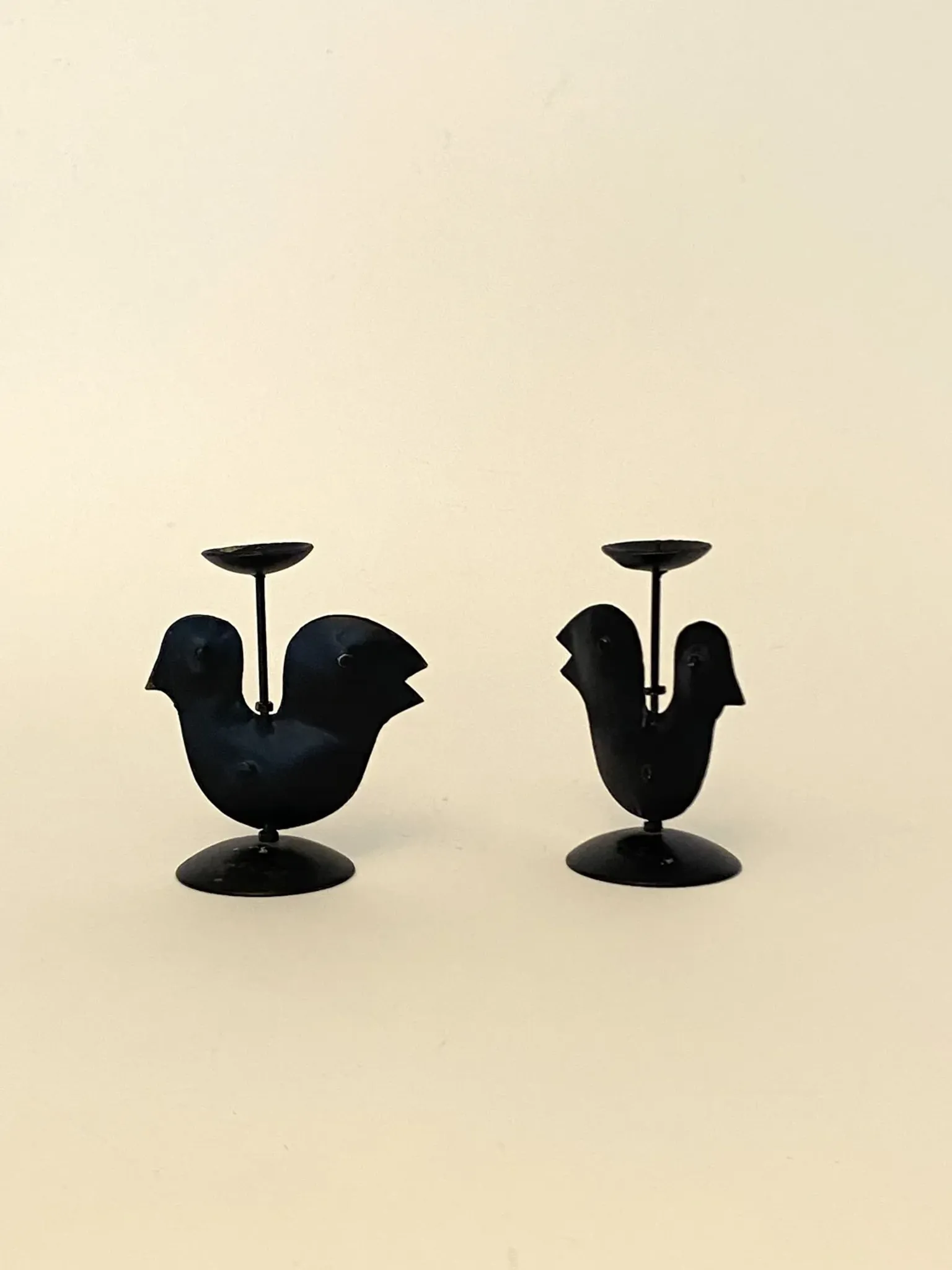 Paire de bougeoirs oiseaux