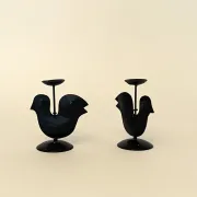 Paire de bougeoirs oiseaux