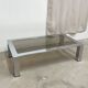 Rectangular coffee table in chromed metal and smoked glass, circa 1970