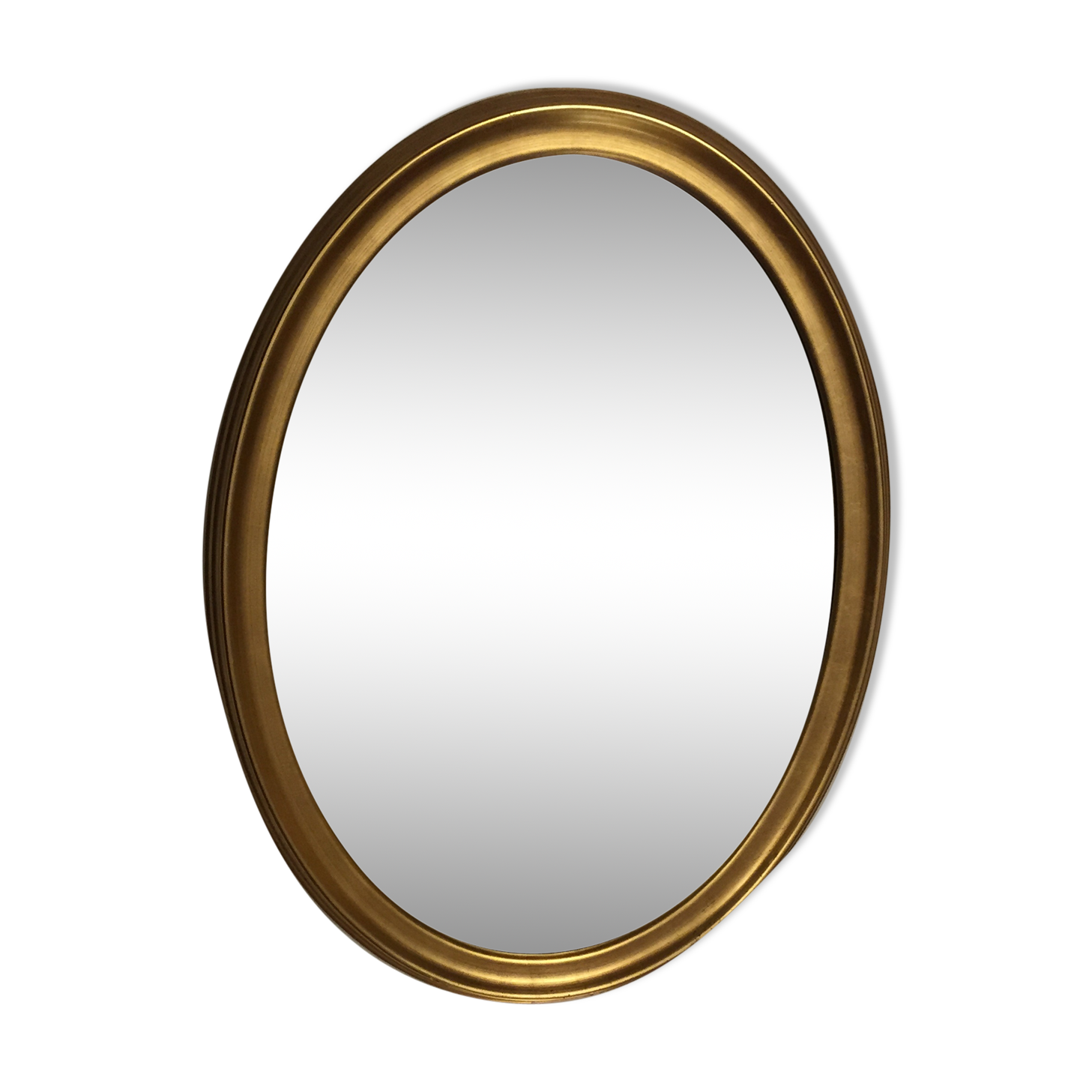Oval mirror bevelled wooden golden 78x58cm