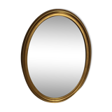 Oval mirror bevelled wooden golden 78x58cm