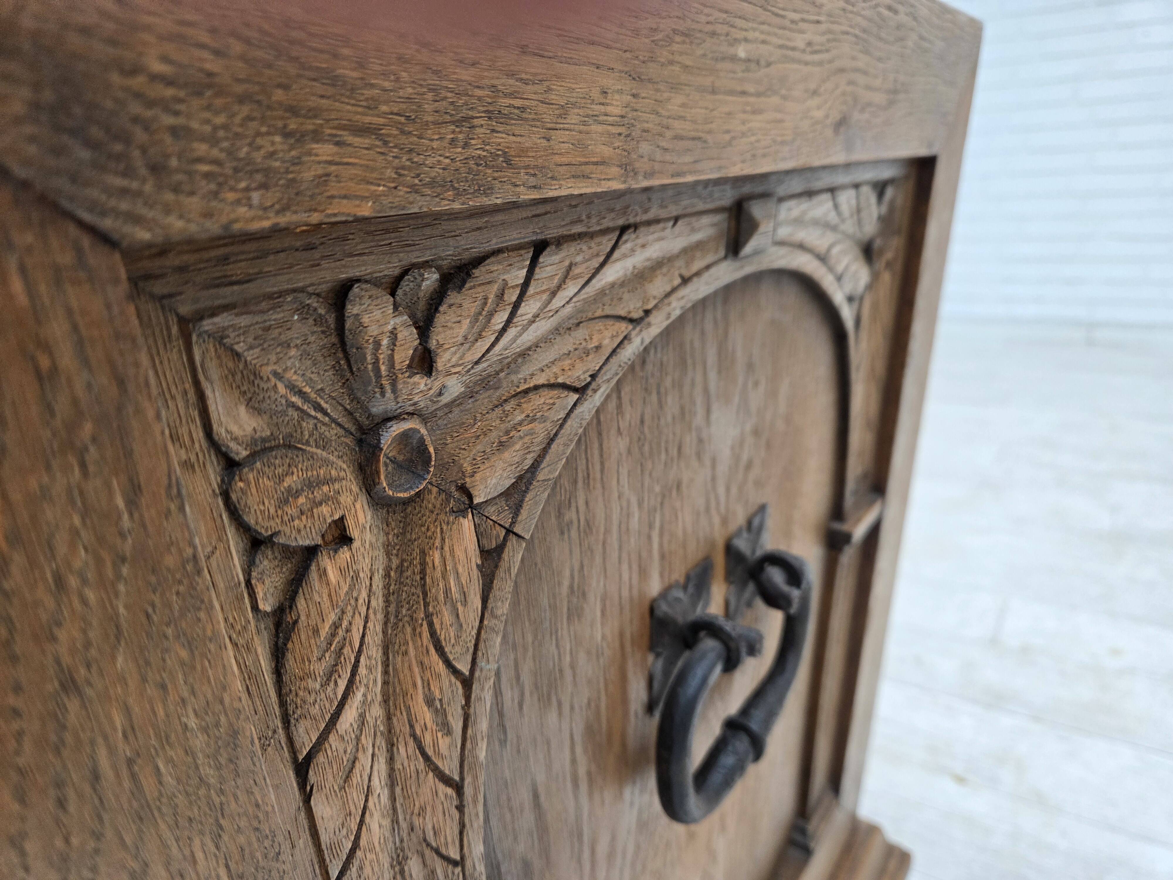 1950s, Danish 2-seater sofa, green furniture wool, oak wood.