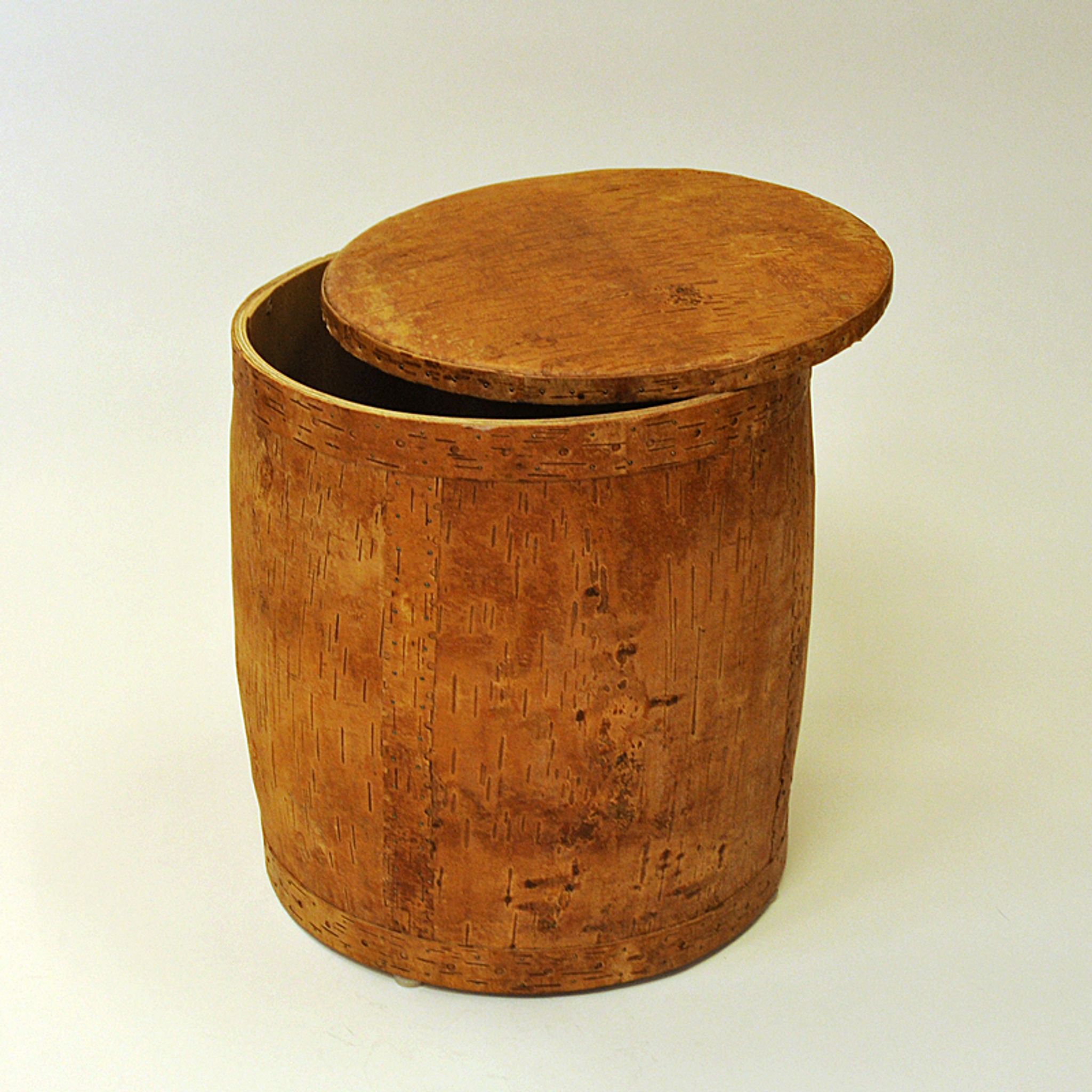 Pouf en bouleau vintage avec couvercle amovible Suède 1972