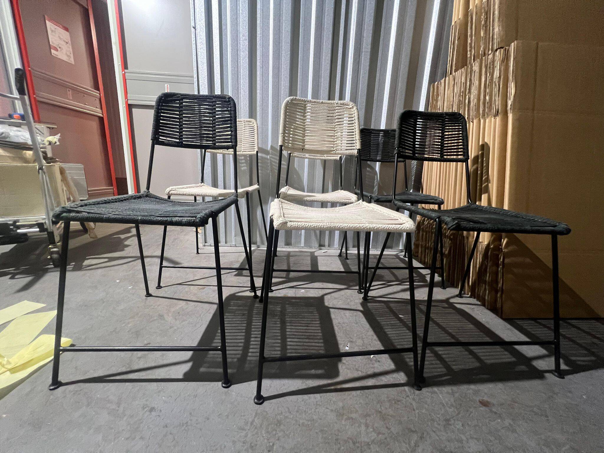 Set of 6 murgi caravan chairs 3 black 3 ivory