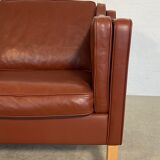 Vintage Danish mid-century Mogens Hansen 2 person cognac leather sofa