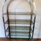 Rounded shelf from the 70s in chrome metal and glass