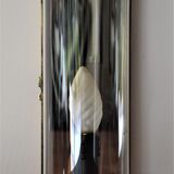 vintage mirror wall lamp, domed glass and golden brass