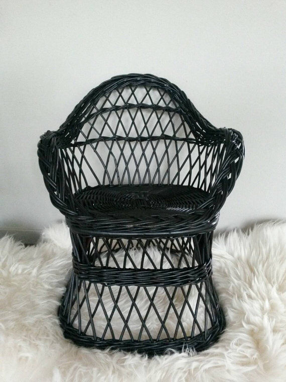 Child black rattan chair