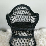 Fauteuil enfant en rotin noir