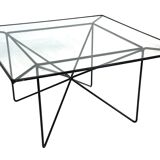 Vintage coffee table in steel and wire and glass  1970