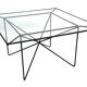 Vintage coffee table in steel and wire and glass  1970