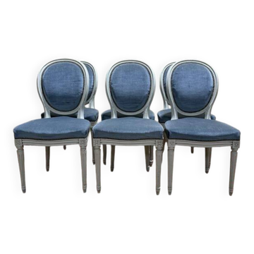 Suite de 6 chaises médaillons de style Louis XVI