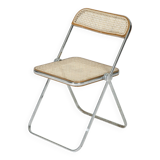 Chaise Plia cannage et métal Giancarlo Piretti