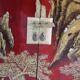 Chinese furniture 2 doors lacquered red and gold leaf decorations