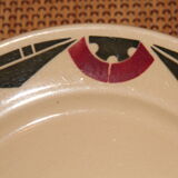 Dessert plate cream earthenware, geometric patterns
