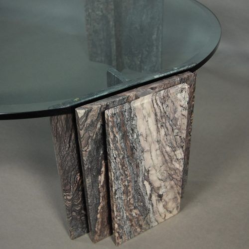 Table basse italienne en marbre et verre