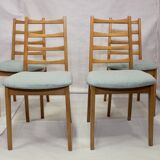 Set of 4 year old Scandinavian chairs restored fabric Edition Lelievre .