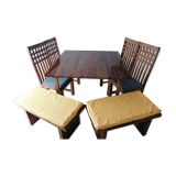 Set square table 6/8 people + 4 chairs + 2 benches