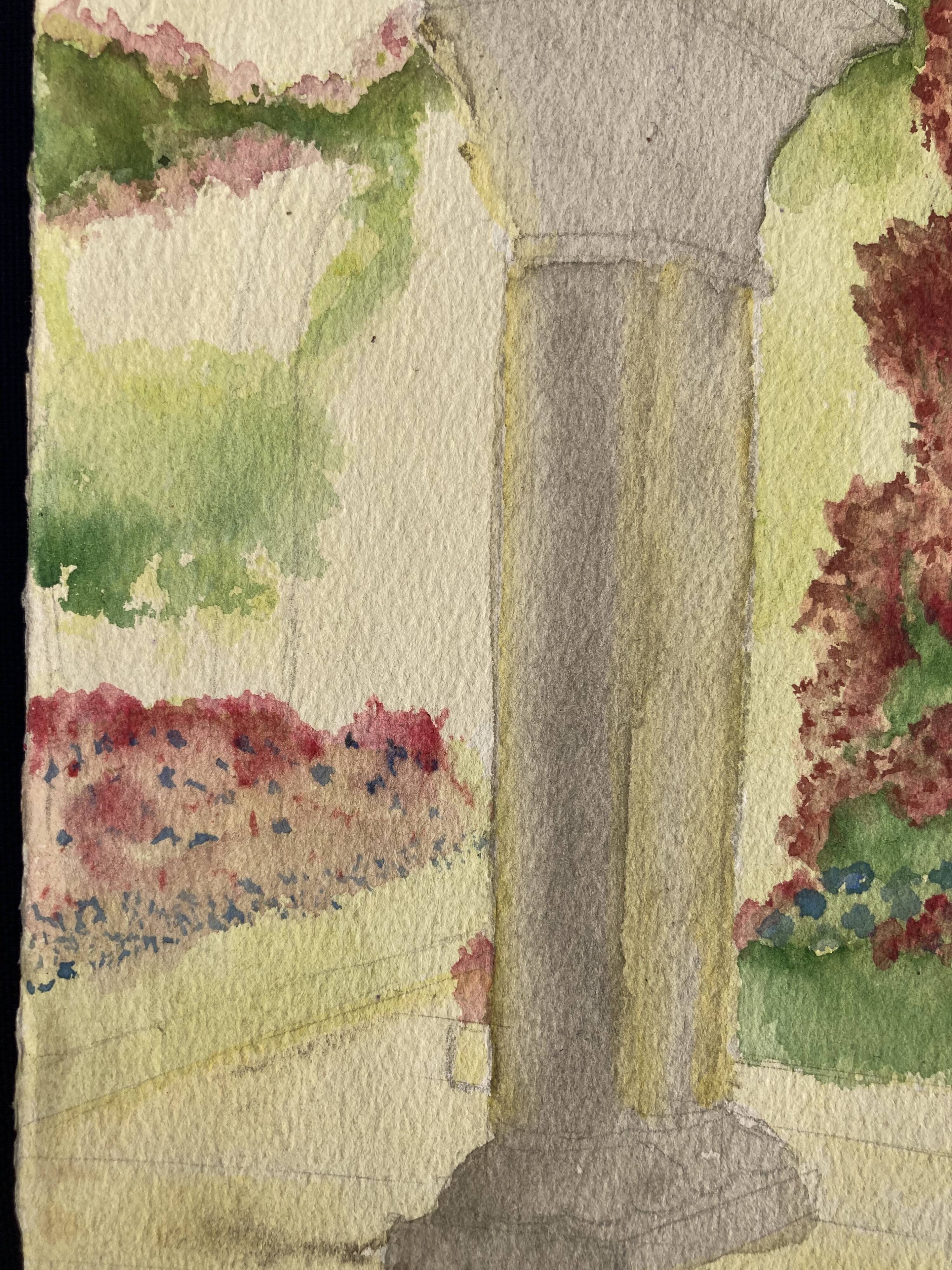 Aquarelle vintage au puits