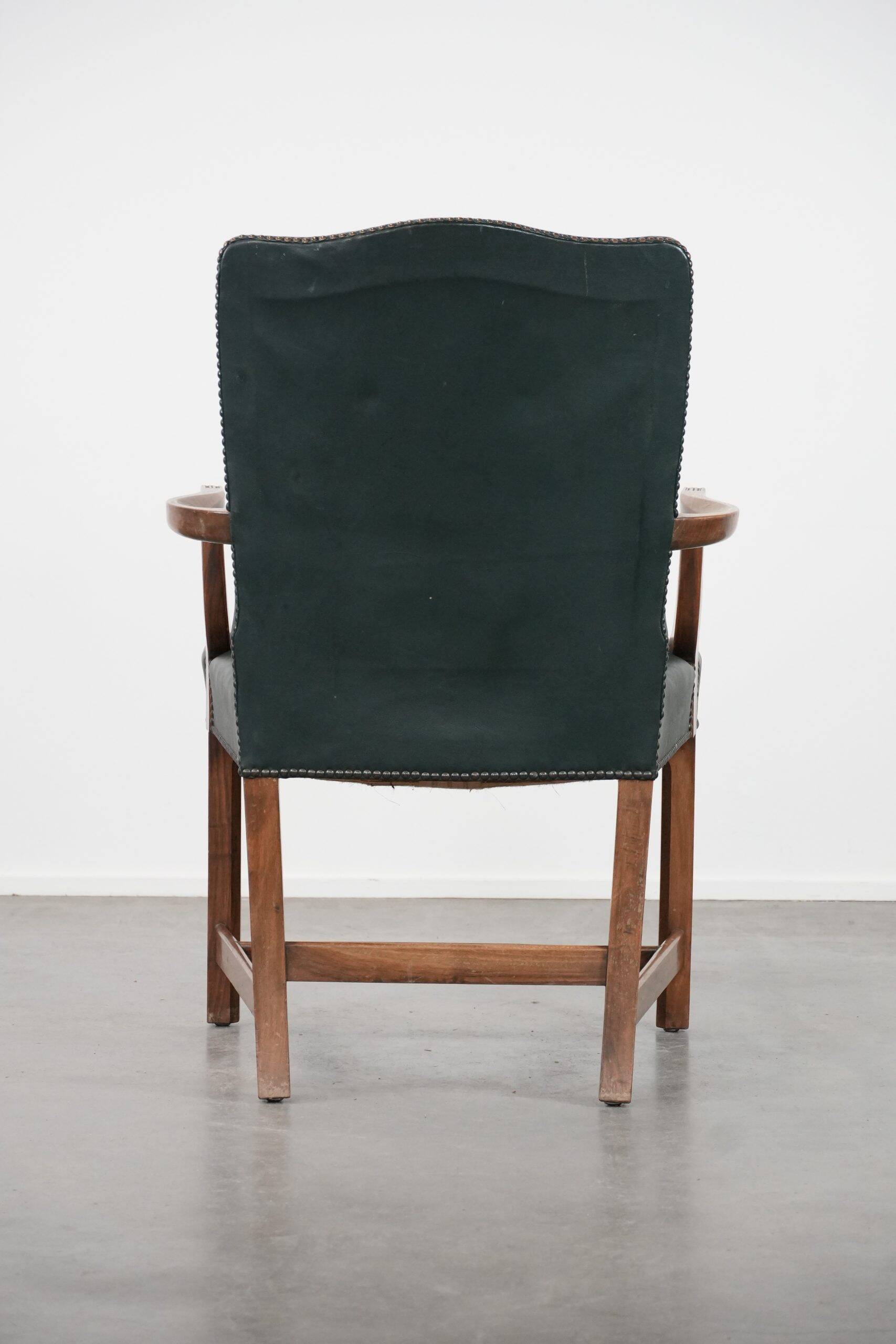 Old English cowhide and wooden Gainsborough side/desk chair