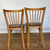 Four chairs Baumann 1960 with bars seated skaï brown label