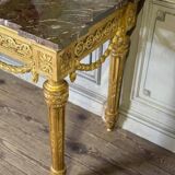 Louis XVI Console in Gilded Wood, Grey Ardennes Marble, 18th Century