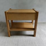 Simat France solid elm bedside table, 1980s
