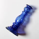 Bougeoir vintage en verre bleu cobalt / Italie / Années 1990