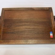 Basque service tray cross character under glass wood vintage handles painting