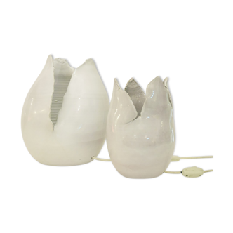 Egg-Shaped Lamps in Ceramic from Fratelli Fanciullacci, 1970s, Set of 2