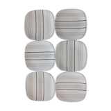 Set 6 flat plates vintage earthenware from Longchamp geometric decoration