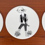 Mid-century ceramic coasters by Bjørn Wiinblad, 1960s, set of 5.
