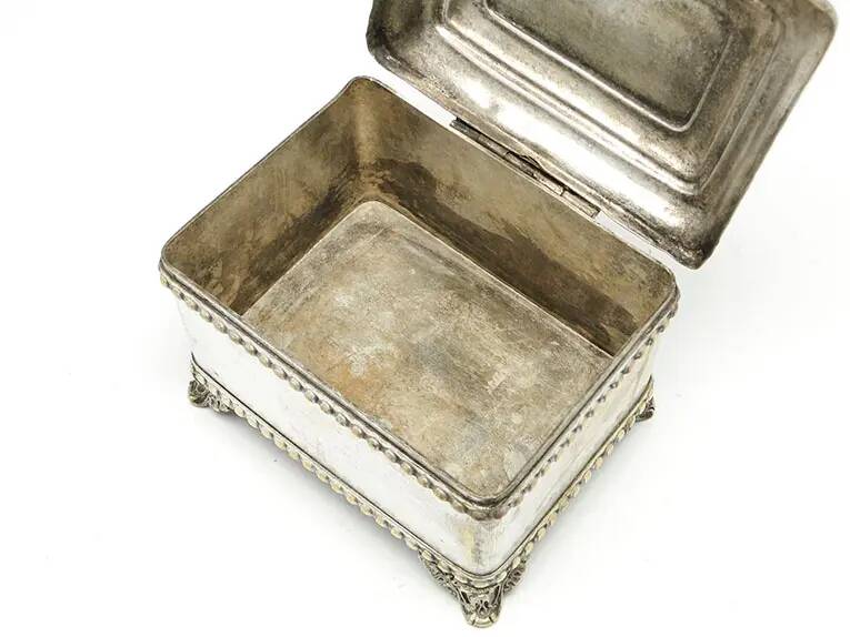 Eclectic sugar bowl, silver-plated brass, Bracia Buch, Poland, early 20th century