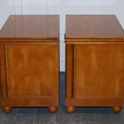 White Genesis Biedermeier Style Bedside Tables by American Hickory, Set of 2