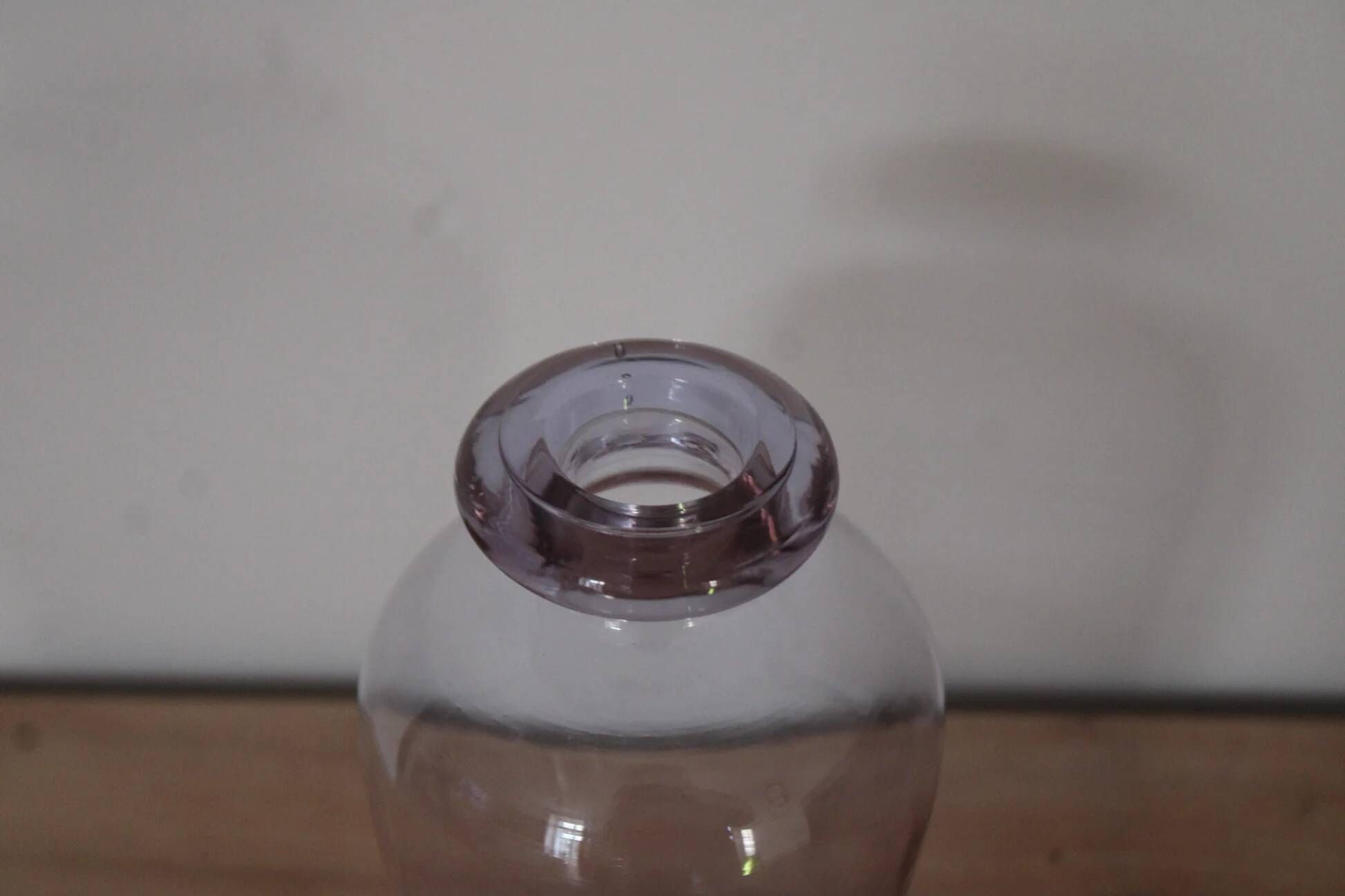 Vintage glass bottle in purple and transparent – Ball stopper – 21 cm