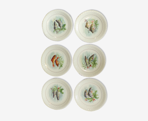 6 assiettes à poisson Gien vintage