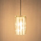 Cylindrical suspension light with crystal glass by Doria, Germany, 1970s.